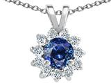 Tommaso Design™ Round Genuine Sapphire and Diamond Pendant