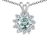 Tommaso Design™ Round Genuine Aquamarine and Diamond Pendant