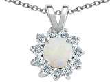 Tommaso Design™ Round Genuine Opal and Diamond Pendant