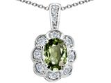 Tommaso Design™ Oval Genuine Green Sapphire and Diamond Pendant
