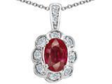 Tommaso Design™ Genuine Ruby and Diamond Oval Pendant
