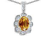 Tommaso Design™ Oval Genuine Citrine and Diamond Pendant
