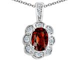 Tommaso Design™ Oval Genuine Garnet and Diamond Pendant