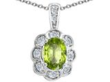 Tommaso Design™ Oval Genuine Peridot and Diamond Pendant
