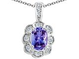 Tommaso Design™ Oval Genuine Tanzanite and Diamond Pendant