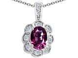 Tommaso Design™ Oval Genuine Rhodolite and Diamond Pendant