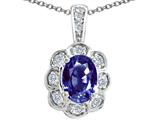 Tommaso Design™ Oval Genuine Iolite and Diamond Pendant