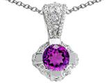 Tommaso Design™ Round Genuine Amethyst Pendant