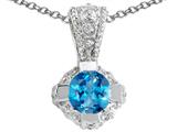 Tommaso Design™ Round Genuine Blue Topaz Pendant