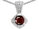 Tommaso Design™ Round Genuine Garnet Pendant