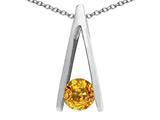Tommaso Design™ Round Genuine Yellow Sapphire Pendant