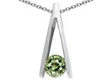 Tommaso Design™ Round Genuine Green Sapphire Pendant
