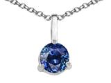 Tommaso Design™ Round Genuine Sapphire Solitaire Pendant