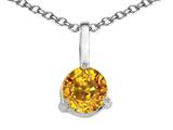 Tommaso Design™ Round Genuine Yellow Sapphire Solitaire Pendant