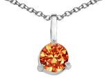 Tommaso Design™ Round Genuine Orange Sapphire Solitaire Pendant