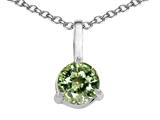 Tommaso Design™ Round Genuine Green Sapphire Solitaire Pendant