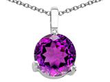 Tommaso Design™ Genuine Round Amethyst Solitaire Pendant