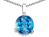 Tommaso Design™ Genuine Round Bluetopaz Solitaire Pendant