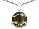 Tommaso Design™ Round Genuine Smoky Quartz Solitaire Pendant