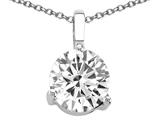 Tommaso Design™ Round Genuine White Topaz Solitaire Pendant