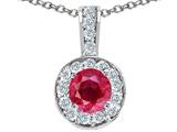 Tommaso Design™ Genuine Round Ruby and Diamond Pendant