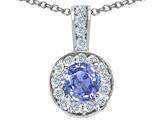 Genuine Round Purple Sapphire and Diamond Pendant