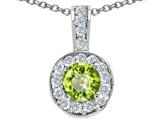 Tommaso Design™ Round Genuine Peridot and Diamond Pendant