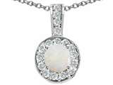 Tommaso Design™ Round Genuine Opal and Diamond Pendant