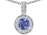 Tommaso Design™ Round Genuine Tanzanite and Diamond Pendant