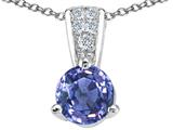 Tommaso Design™ Round GenuineTanzanite and Diamond Pendant