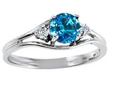 Tommaso Design™ Round Genuine Blue Topaz and Diamond Ring