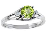 Tommaso Design™ Round Genuine Peridot and Diamond Ring