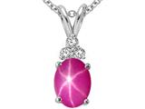 Tommaso Design™ Oval 7x5mm Created Star Ruby and Genuine Diamond Pendant