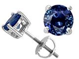 Tommaso Design™ Genuine Round 6mm Sapphire Screw Back Earring Studs