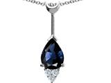 Tommaso Design™ Pear Shape Genuine Sapphire and Diamond Pendant