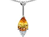 Tommaso Design™ Pear Shape Genuine Yellow Sapphire and Diamond Pendant