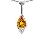 Tommaso Design™ Pear Shape Genuine Citrine and Diamond Pendant