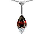 Tommaso Design™ Pear Shape Genuine Garnet and Diamond Pendant