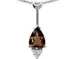 Tommaso Design™ Pear Shape 8x6 mm Genuine Smoky Quartz and Diamond Pendant