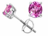Tommaso Design™ Round 6mm Created Pink Sapphire Screw Back Earring Stud