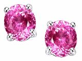 Tommaso Design™ Round 7mm Created Pink Sapphire Earring Stud
