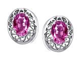 Tommaso Design™ Oval 6x4mm Created Pink Sapphire Earring Studs