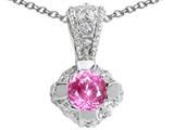 Tommaso Design™ Round 5mm Simulated Pink Topaz Pendant