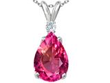 Tommaso Design™ Pear Shape 8x6mm Simulated Pink Topaz And Genuine Diamond Pendant