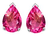 Tommaso Design™ Pear Shape 10x7mm Simulated Pink Topaz Earring Studs