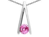 Tommaso Design™ Round 5mm Simulated Pink Topaz Pendant