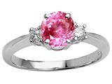 Tommaso Design™ Round 7mm Simulated Pink Topaz And Genuine Diamond Engagement Ring