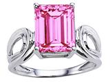 Tommaso Design™ Emerald Cut 10x8mm Simulated Pink Topaz Solitaire Ring