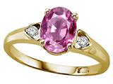 Tommaso Design™ Oval 8x6mm Created Pink Sapphire and Genuine Diamond Ring