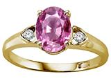 Tommaso Design™ Oval 8x6mm Simulated Pink Topaz And Genuine Diamond Ring